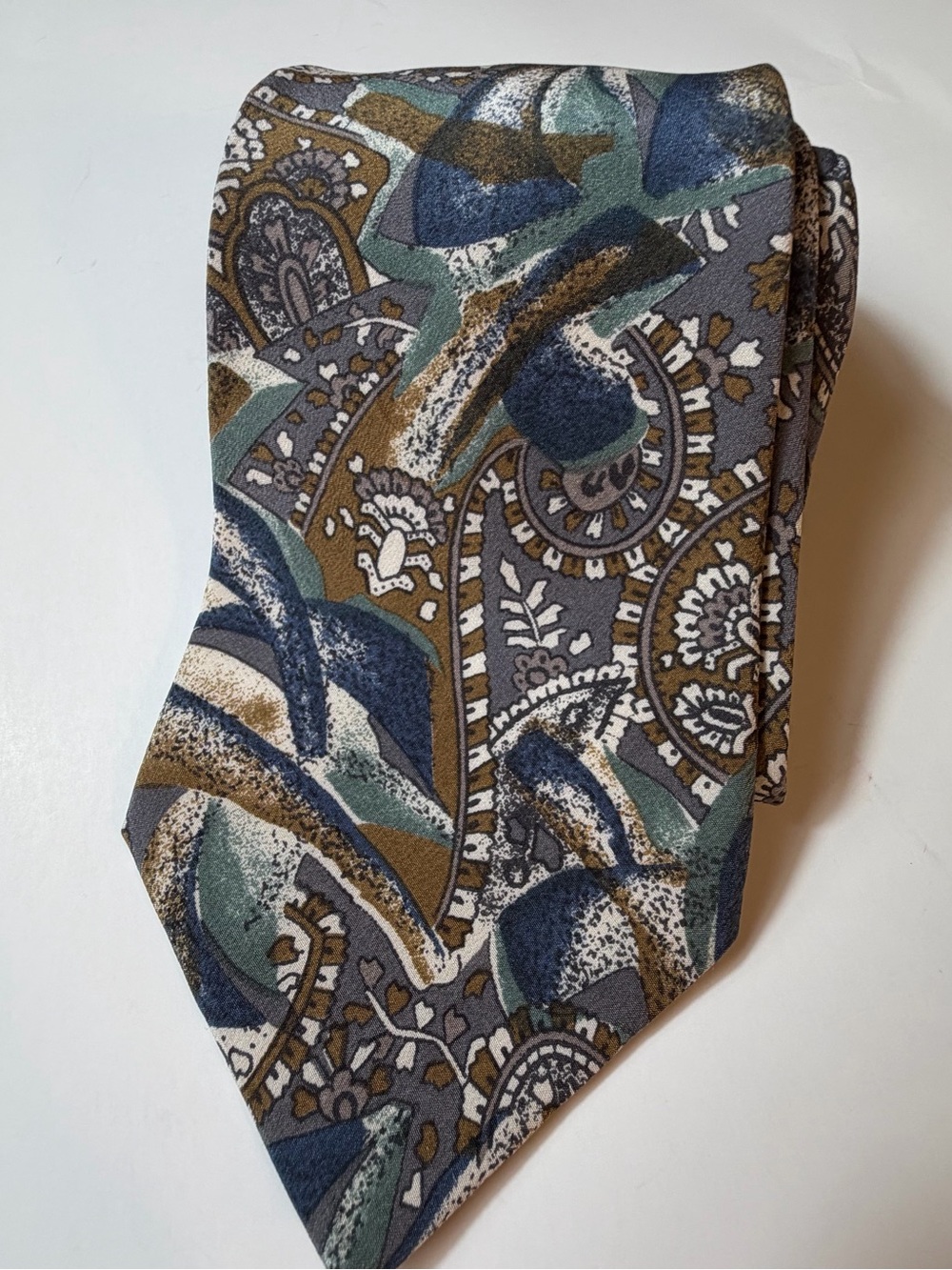 Vintage Hyde Park Silk Tie Paisley Abstract Earth Tones 80s 90s Made In Canada